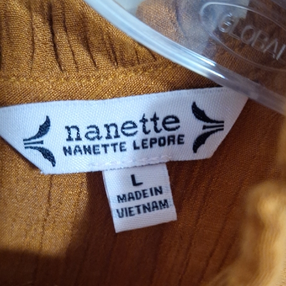 Nanette Lepore Ruffle Short Sleeve Blouse - L - Rust Brown - Picture 2 of 8